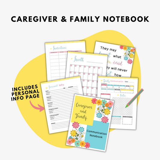 Caregiver & Family Communication Printable Notebook (12 pages)